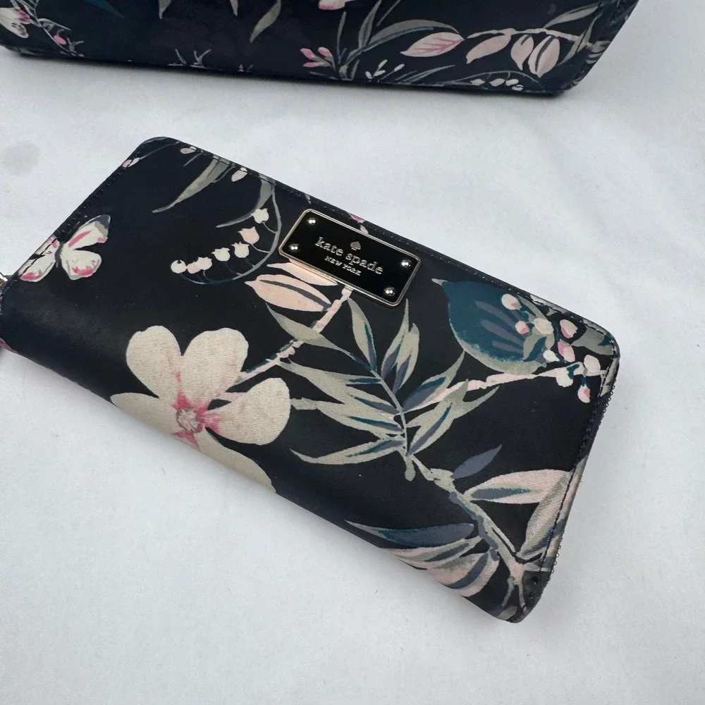 Kate Spade Alyse Wilson Road Botanical Purse & Wallet Black